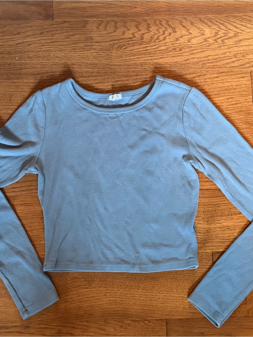 Garage Women’s Long-Sleeve Ribbed Crewneck Top - Light Blue